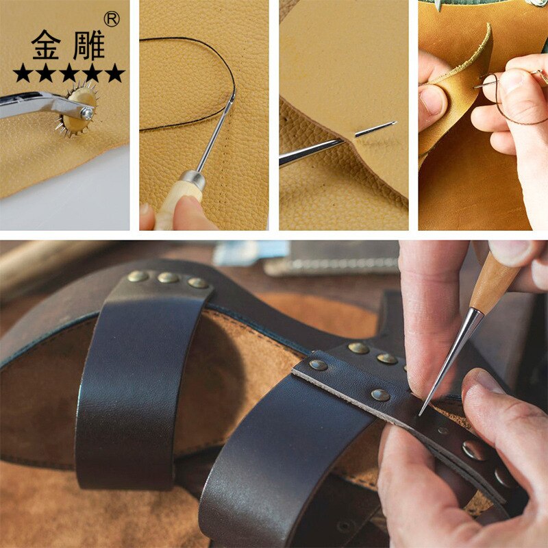 Kit de herramientas de trabajo para artesanía de cuero, punzón de punta de estampado artesanal, Agujero hueco, corte de estera, obra de arte de cuero DIY, 366 piezas