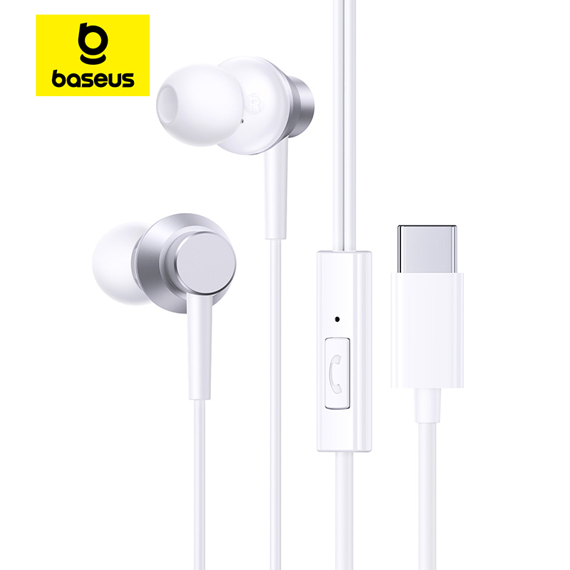 Baseus Encok HZ11/CZ11 in-ear bedrade oortelefoon Krachtige bas Type-C/3.5mm Jack Bedrade hoofdtelefoon voor laptop Computer Tablet Telefoon: green