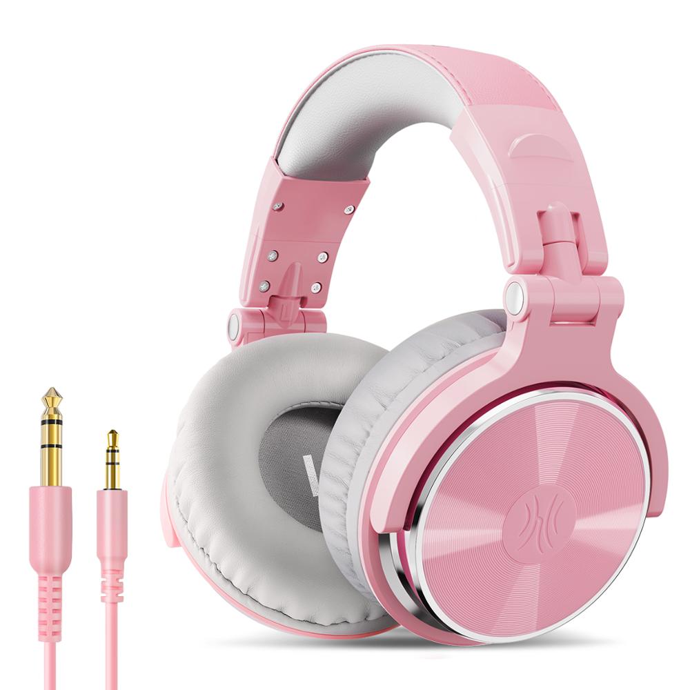 Oneodio Studio DJ Headphones With Microphone Over Ear Wired HiFi Monitoring Headset Foldable Gaming Earphone For PC: Pro-10Pink