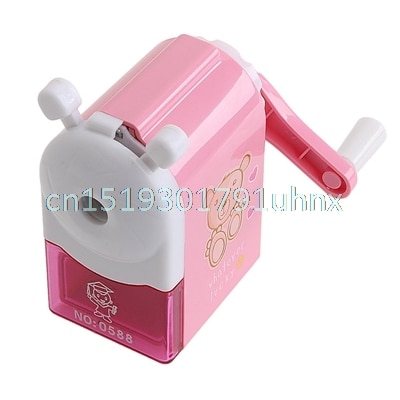 1Pc Cartoon Print Windmolen Potloden Puntenslijpers Voor Kinderen Schoolbenodigdheden: Pink Color