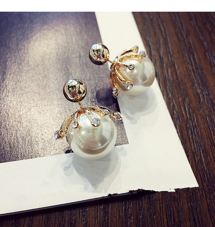 Korean Style Big Pearl Jewelry Temperament Rhinestone Color Ball Stud Earrings For Girl 03