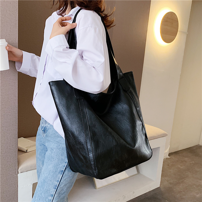Burminsa Vintage grande capacité sac à bandoulière souple femmes bureau dames grand travail sacs à main de en cuir PU fourre-tout sacs