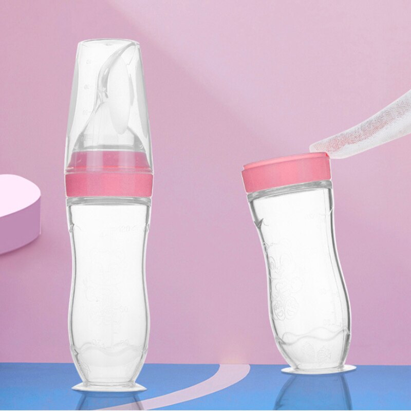 120Ml Veilig Pasgeboren Baby Zuigfles Peuter Siliconen Squeeze Voeden Lepel Melk Fles Baby Training Feeder