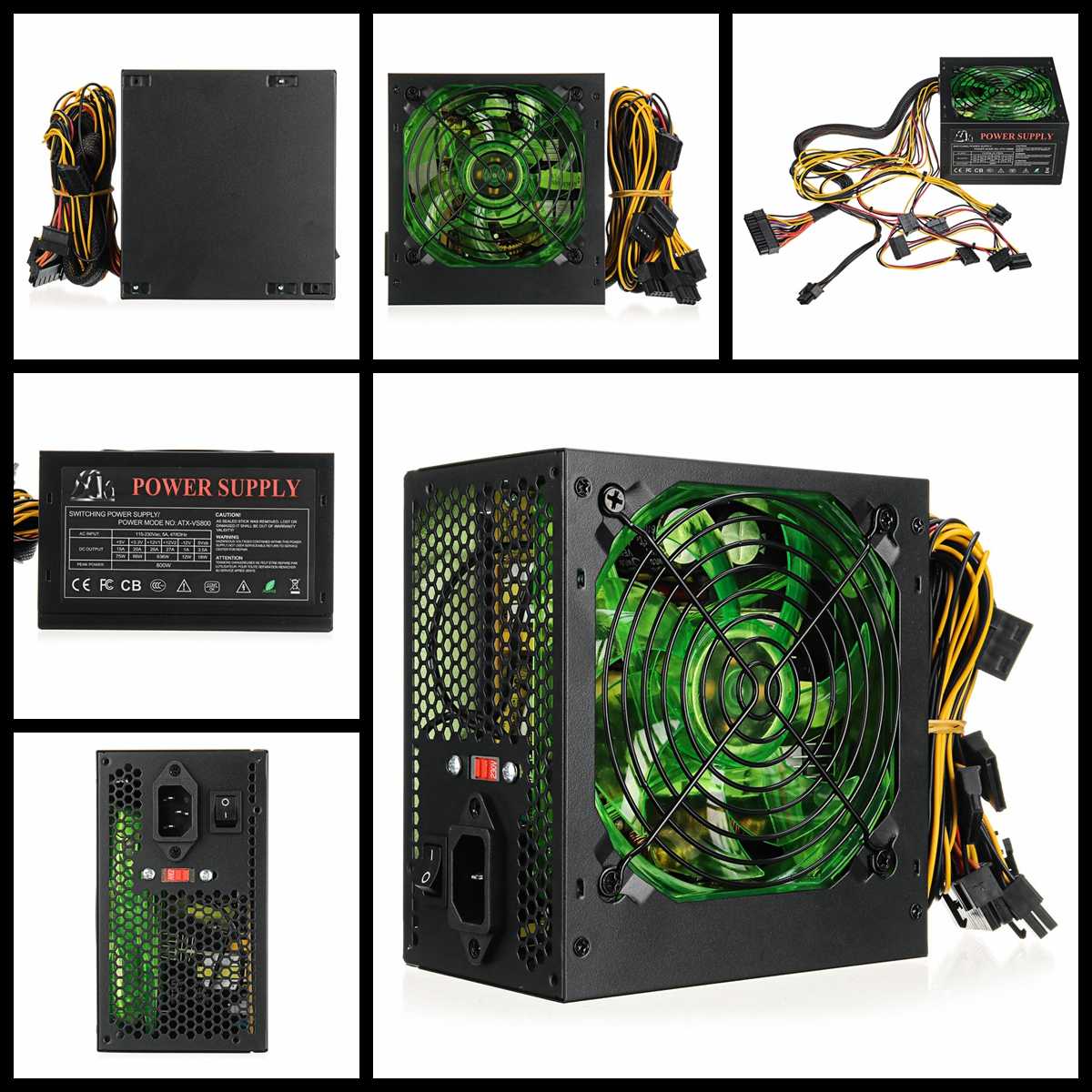 800W 110~220V PC Power Supply 12cm LED silent Fan with Intelligent temperature control Intel AMD ATX 12V for Desktop computer