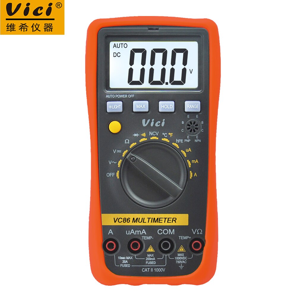 Digital Multimeter 3 1/2 Vici VC86 Auto Range DMM Temperature Meter w/NCV hFE Test &amp; LCD Backlight