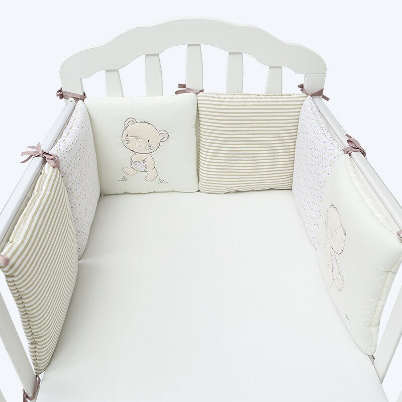 Paraurti bambino Cuscino Del Bambino Presepe Paraurti Cotone Organico Presepe Pad Paraurti Cuscino Della Ragazza del Ragazzo Scuola Materna Culla Camera Da Letto Del Bambino Set Bambino Del Bambino Letto set: Classic beige bear