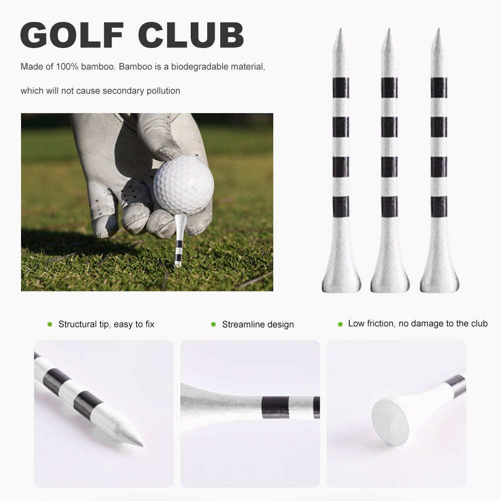 100Pcs Golf Tees Bamboe Golf Training Swing Praktijk Accessoires Golf Tees Gestreepte Bal Houder Kussen Tee Onbreekbaar Golf Tees