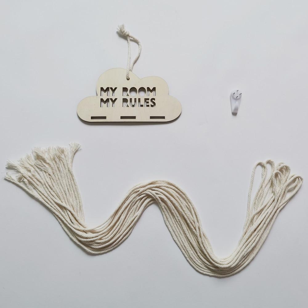 Organizador de horquillas de nube de madera para niña, soporte de pinzas para el pelo de bebé, almacenamiento de fotos de joyería, colgante para habitación de niños, adornos de pared: A