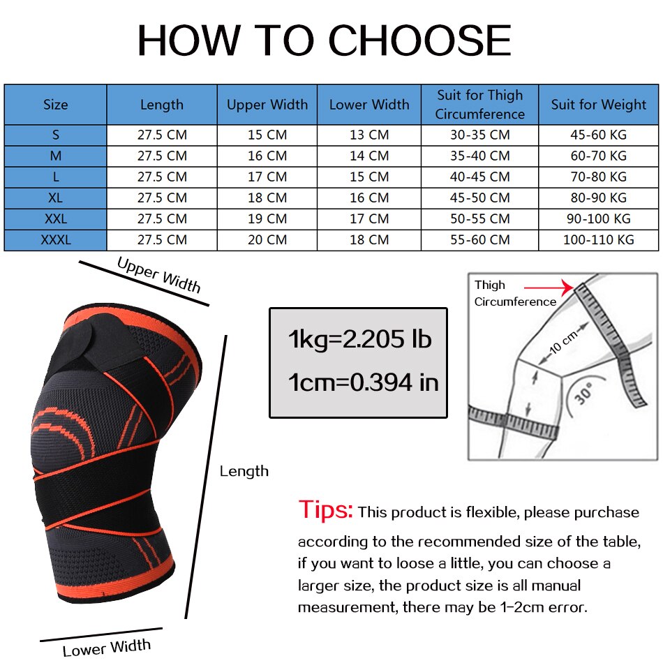 WorthWhile 1PC Sports Kneepad Men Pressurized Elastic Knee Pads Support Fitness Gear Basketball Volleyball Brace Protector