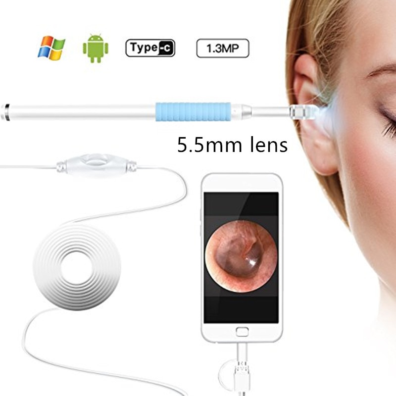 Mini Ear Endoscope Camera 3 in1 Ear Cleaning Android USB Endoscope 5.5mm Visual Ear Spoon Earpick Otoscope Camera