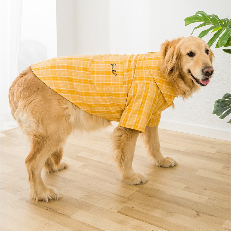 Camiseta clásica de rejilla a cuadros para mascotas, ropa para perro, atuendo con estilo, blusa de gran tamaño con solapa para perros medianos y grandes
