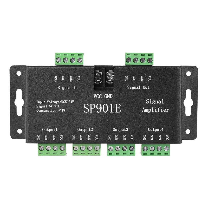 SP901E LED Pixel SPI Signal Amplifier Repeater Addressable LED Strip and Dream Color Programmable LED Matrix Panel: Default Title