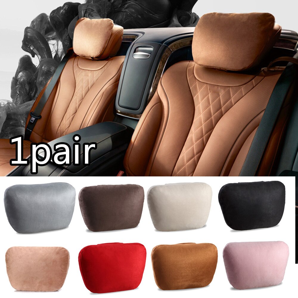 1Pair Universal Car Headrest Ultra Super Soft Pillow Four Seasons Neck Support Suede Fabric Pillow 30*25cm