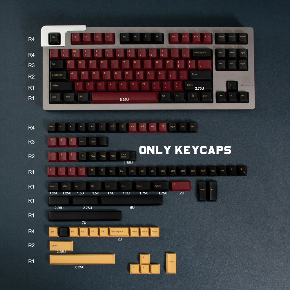 139 Keys PBT Keycap Copy GMK WOB/BOW Cherry Profile Double Shot Keycaps For GMMK iKBC Mechanical Gaming Keyboard: 168 Red Samurai