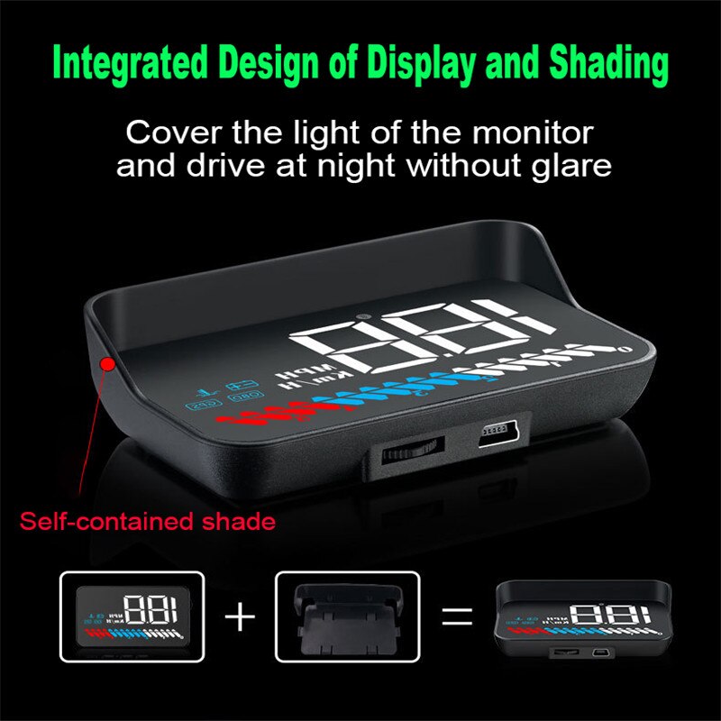 M7 HD Car Projector Windshield Head Up Display Car gadgets Automobile obd2 HUD Rise Monitor Display Speed Water Tank Temperature