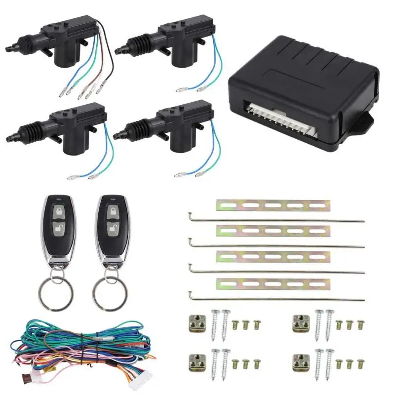 12V Universal Car Central Control Lock with 4 Door Lock Actuators Remote Control Keyless Entry System SMT Locate Parking