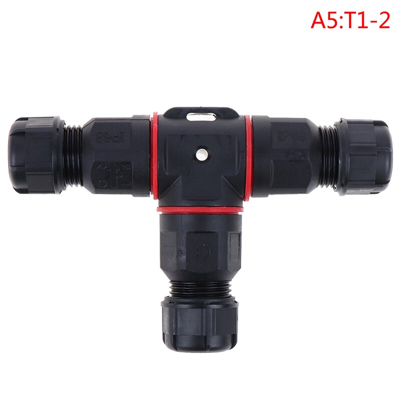 IP67/IP68 Waterproof connector T Shape 2/3Pin Cable Wire Gland Sleeve connector quick connect waterproof connector: Ivory