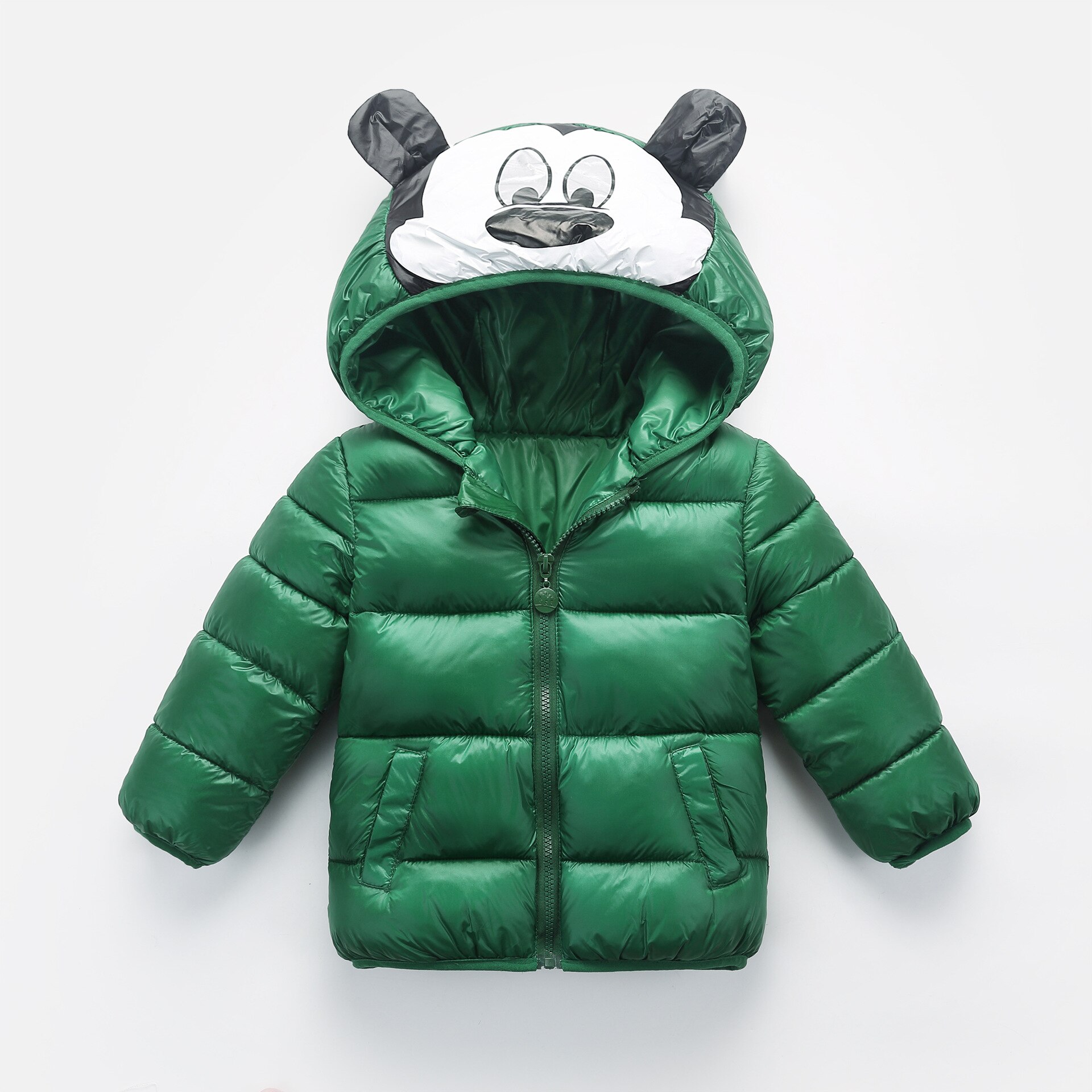 Cartoon Children's Winter Jackets Kids Down-cotton Coat Baby Jacket for Girls Parka Outerwear Hoodies Boy Coat: Green / 2T (90)