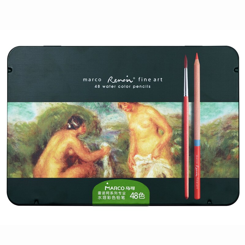 Marco Renoir 3100 3120 12/24/36/48/72/78/100/108/120 Tin Box Box Limited Edition Oil/Water-Soluble Colored Pencil Set: 3120-48TN WaterColor