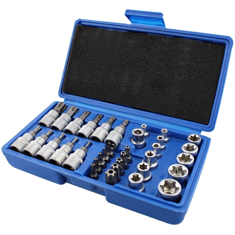 34 st torx -uttagssats trippel fyrkantigt uttagssats torx -bit -uttagssats stjärnsats -hanhonuppsättning: Default Title