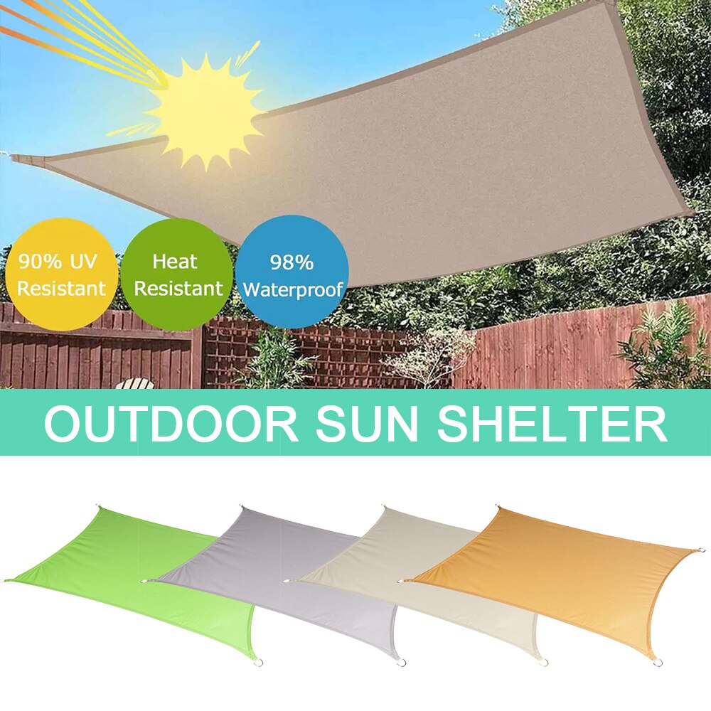 Sun Shade Sail Waterproof UV Block Awning Sun Shading Net Outdoor Sun Shelter for Patio Pool Garden Yard Lawn Carport