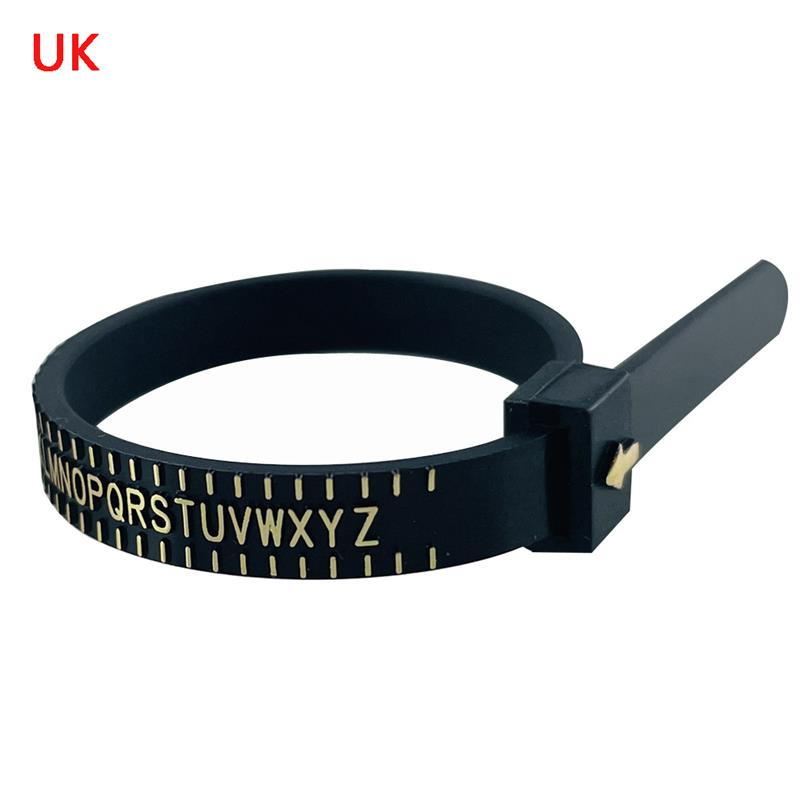 Ring sizer mått uk/us/jp/eu fingermått mätare män och kvinnors storlekar az smycken verktyg utrustning mjuka ring mätverktyg: Svart-uk