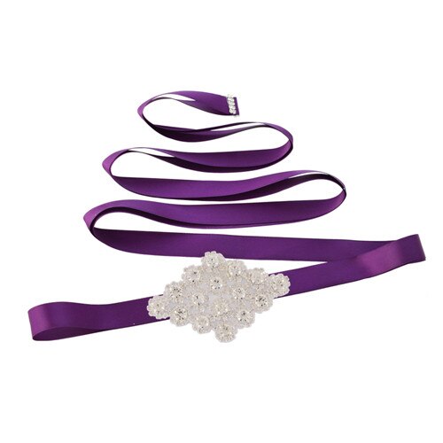 Trixy  s10 diamanten riemen bruidsriem strass riem sjerpen trouwjurk riem avondjurk riem chique riem voor vrouwen huwelijk: Paars