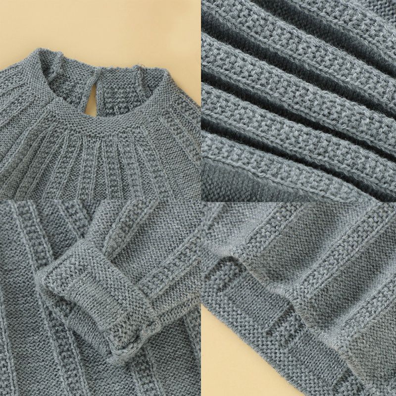 Autumn Winter Warm Kids Casual Sweaters Baby Girl Solid Pattern Knitted Outerwear Clothes