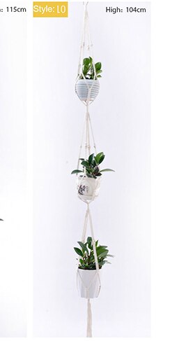 Opknoping Mand Geknoopt Macrame Plant Hanger Cottonflower Mand Lifting Touw Opknoping Mand Bloempot Houder Balkon Tuin Decoratie: 10
