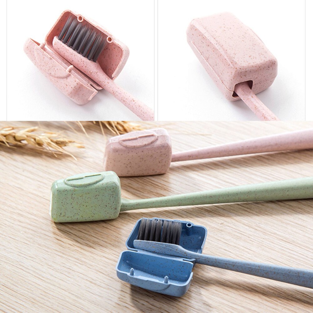 36pcs Wheat Straw Toothbrush Head Cover Dustproof Waterproof Protector Cover for Outdoor Travel(Random Color)