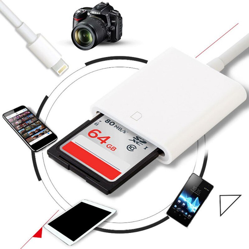 Compatible Digital Camera Kit OTG Card Reader Data Cable Lightning Adapter For Iphone iPad Mini Air IOS11.4 Iphone X SIM Card