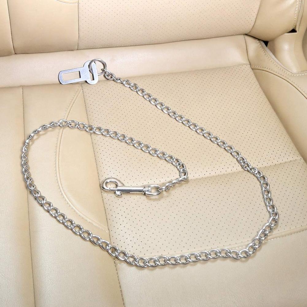 Heavy Duty Decoration Stainless Steel Safe Seat Belt No-chew Resistant Dog Car Leash Convenient Dog With Double Clip For Vehicle