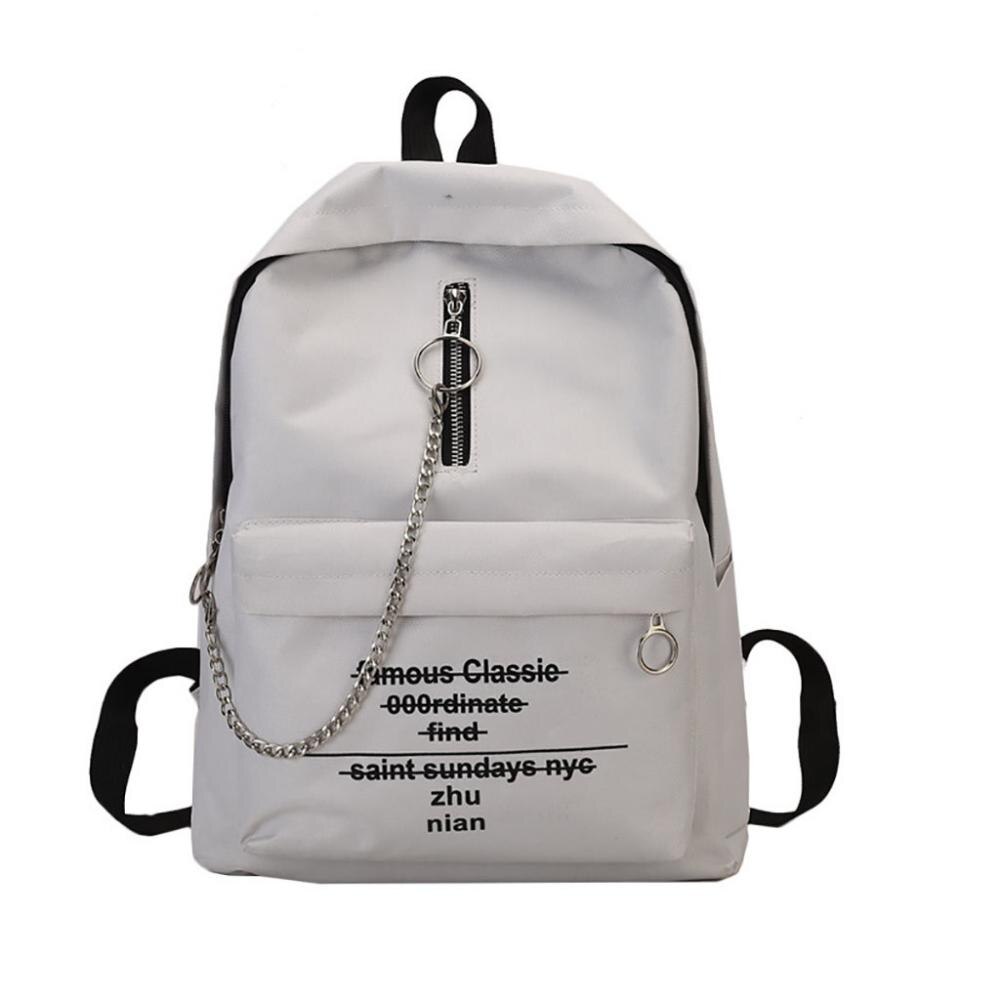Canvas Unisex Teenager Swimming Backpack Jacquard Solid Chain Letter Decoration Leisure School Travel Bag