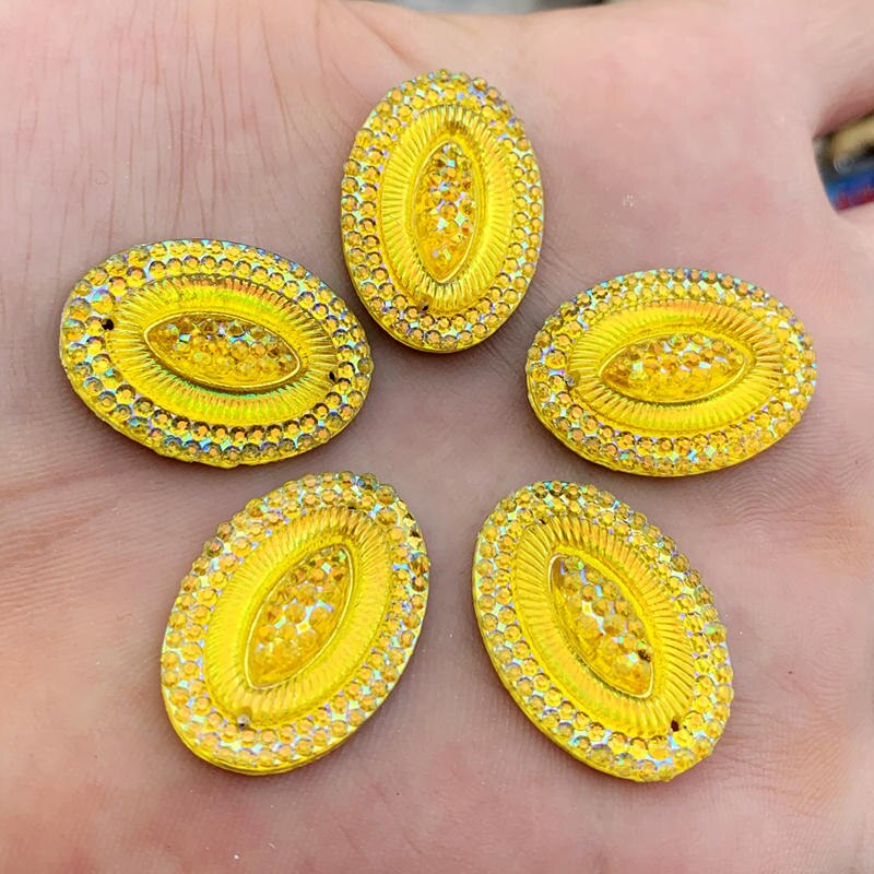 20 Uds. De diamantes de imitación de resina Ovalada para manualidades, accesorios de joyería, 18x25mm, AB, HE45: E452