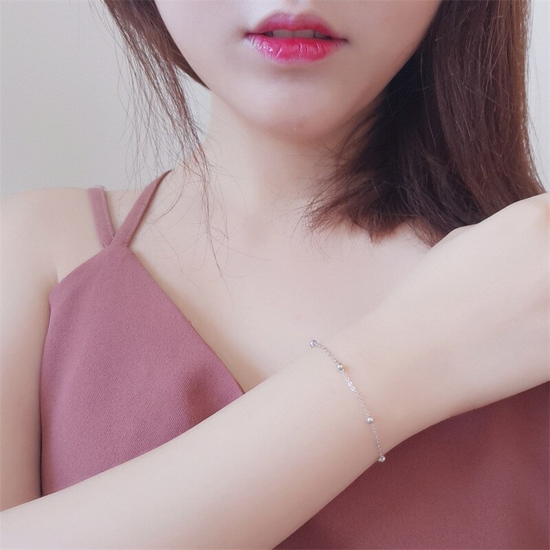 INZATT Real 925 Sterling Silver Spacer Bead Chain Bracelet Minimalist Fine Jewelry For Women Birthday Party Accessories