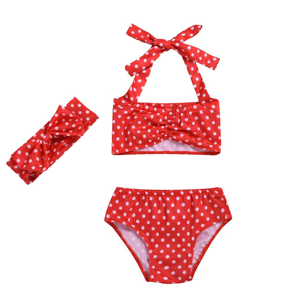 Kinderen Badmode Peuter Kinderen Meisje Stip Boog Twee stuk Badmode Badpak Zomer Kids Beach Bathing Bikini Pak Haarband Set t9 #