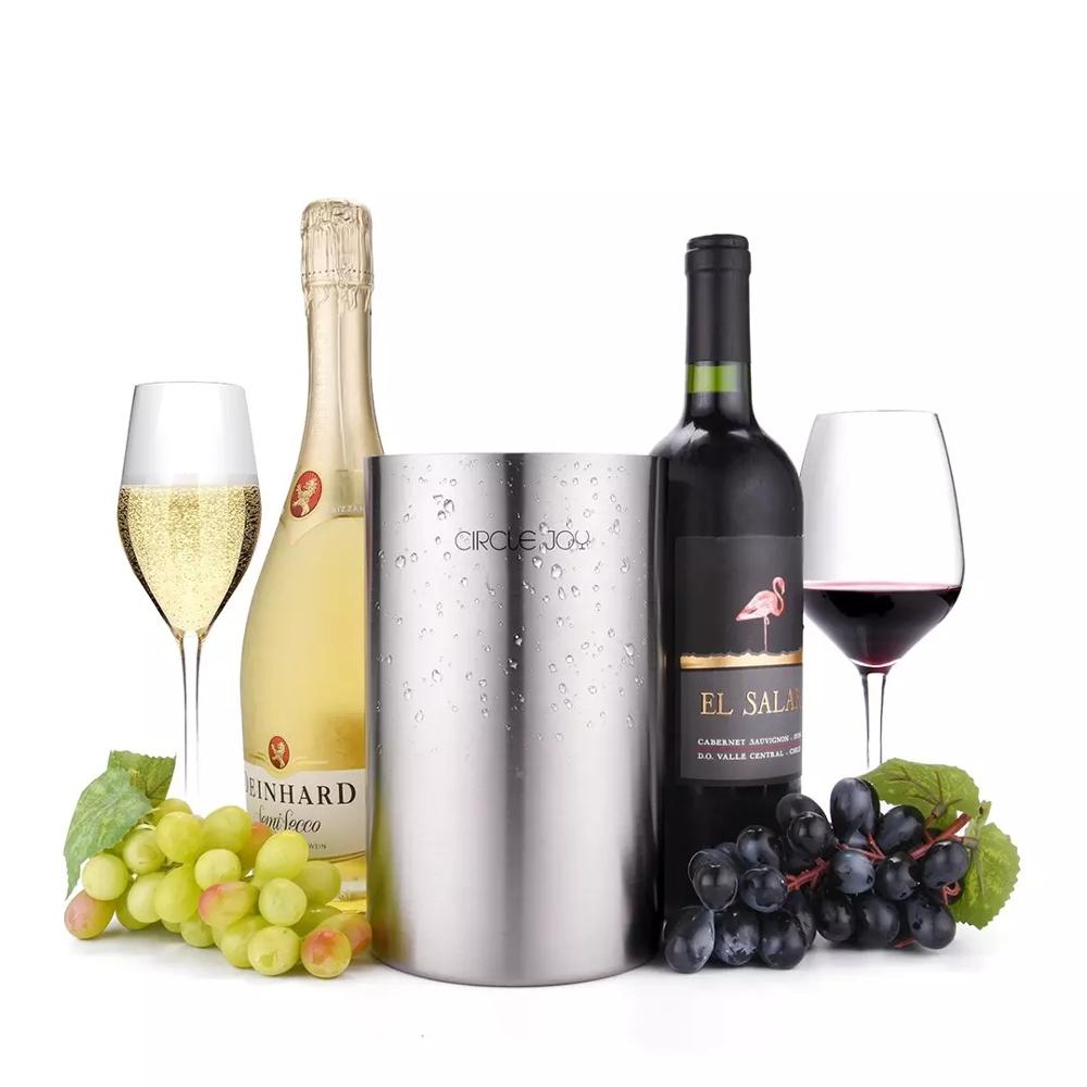 CIRCLE JOY Stainless Steel Double Ice Bucket Efficient Insulation Mini Ice Bucket Chilling for Whiskey Wine Cold Longer Ice Pail