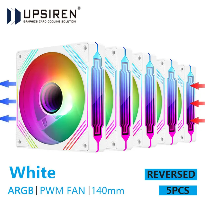 UPSIREN PF-14 PRISM 4PRO ventilateur de châssis d'ordinateur 14 cm ARGB 4 broches PWM ventilateur de refroidissement silencieux 12 V grand Volume d'air 61,5 CFM/650-1800 tr/min: BLEU CIEL
