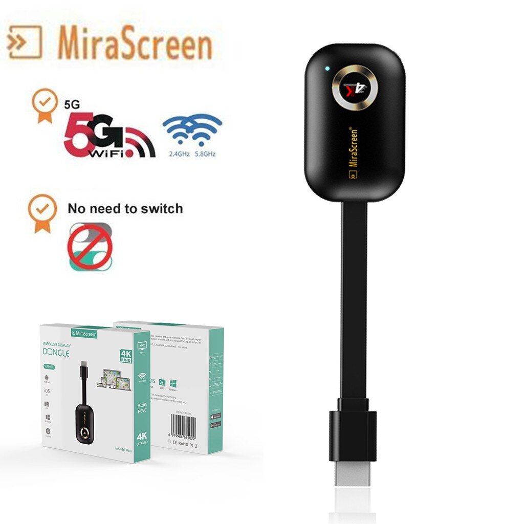 Ouhaobin G9 Plus 2,4G/5G 4K Wireless HDMI H.265 Wifi Display Dongle Spiegel Miracast Airplay DLNA empfänger für Projektor HDTV: B