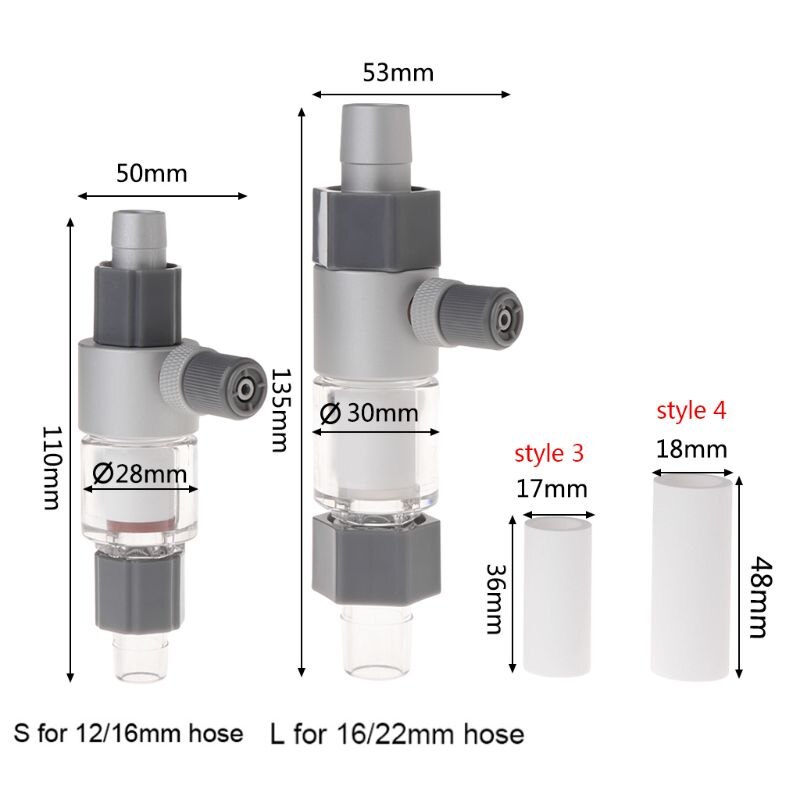 Atomizador difusor de CO2, Reactor externo de Acuario, tanque de peces para 12/16mm 16/22mm