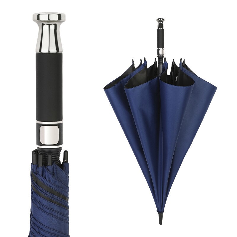 Rolls Car Long-Handled Rain Umbrella Large Size Straight Pole Double Golf Umbrella Men Business Advertisement Rain Umbrella: Blue