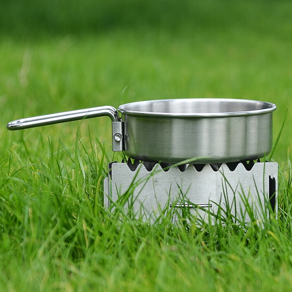 Utomhus camping flytande mini halkfri bärbar spis spritspis tålig rostfritt stål vandringskök solid med vindruta