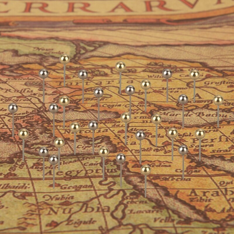 800 Pieces Map Tacks Push Pins Round Plastic Head with Stainless Steel Point, 0.16 Inch Head, Gold and Silver