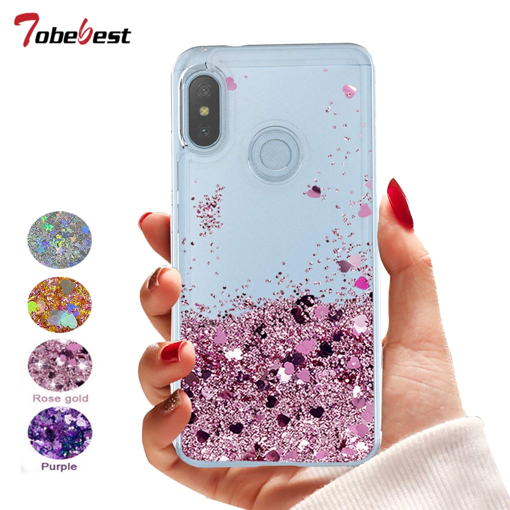 Bling Glitter Liquid Case For Redmi 6 Pro Silicone Coque For Xiaomi Redmi 6 6A 6 Pro 7 7A Note 6 7 Dynamic Qicksand Star Cover