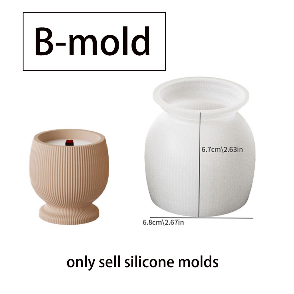 Taza de vela de hormigón, molde de silicona, candelabro de rayas DIY, fabricación artesanal, tarro de almacenamiento de yeso de resina, moldes de fundición para decoración del hogar: Caqui oscuro