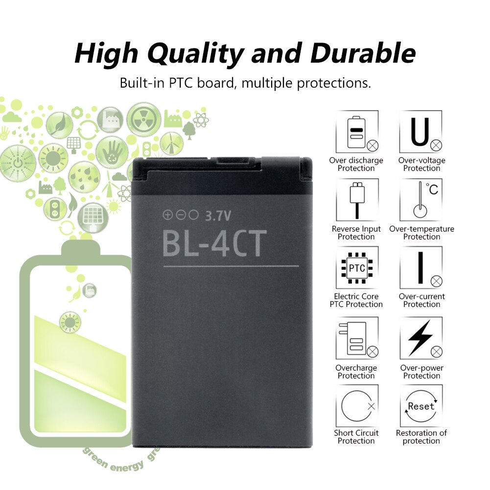 3.7v bl4ct bl -4ct bl 4ct 860 mah mobiltelefon batteri udskiftning til nokia 5630 7212c 7210c 7310c 7230 x3-00 2720f