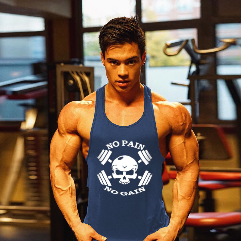 Fitness da uomo nessun dolore nessun guadagno canotte palestre atletico uomo Bodybuilding canottiera palestra Fitness camicie