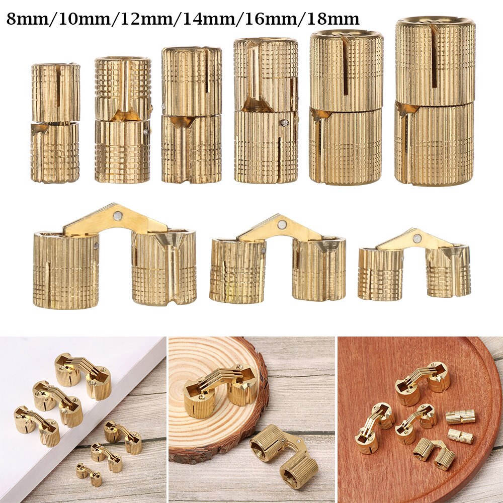 Copper Brass Furniture Hinges 8-18mm Cylindrical Hidden Cabinet Concealed Invisible Door Hinges For Hardware Box