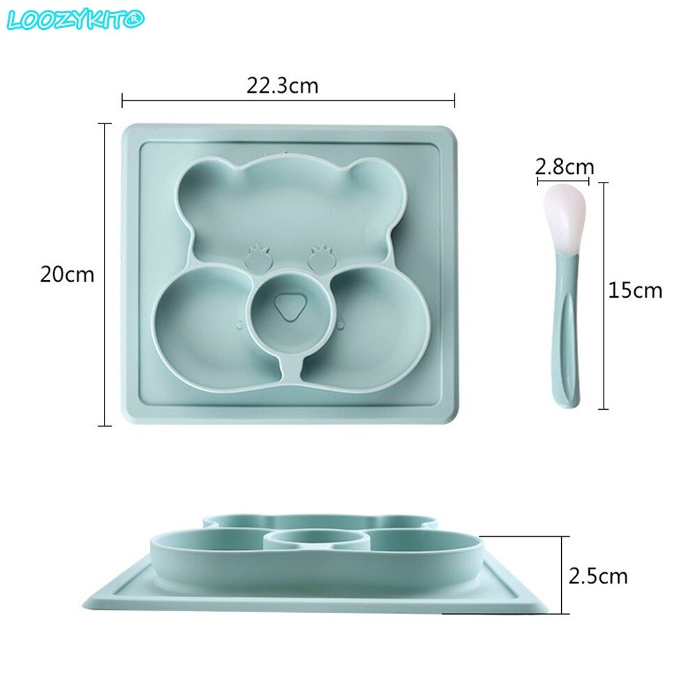 Silicon Cartoon Plate Infants Supplementary Food Box Baby Learning Plate BPA Free