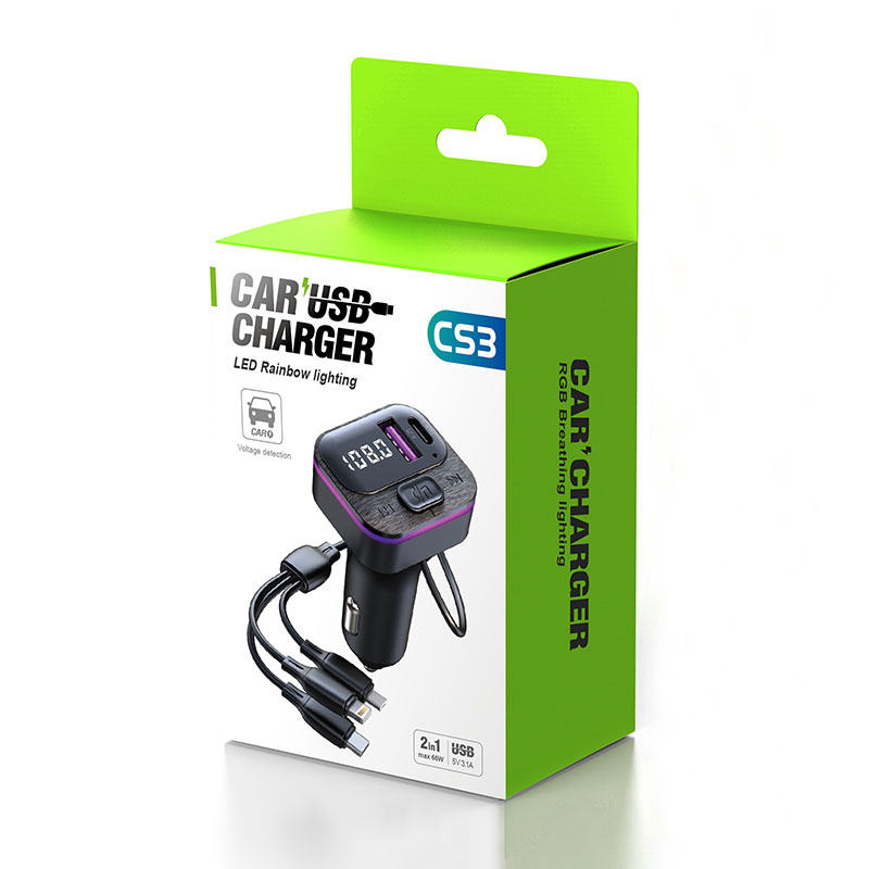 Transmetteur FM Bluetooth, lecteur MP3, Kit mains libres pour voiture, chargeur double USB type-c 66W, adaptateur d'alimentation pour autoradio, accessoires de voiture